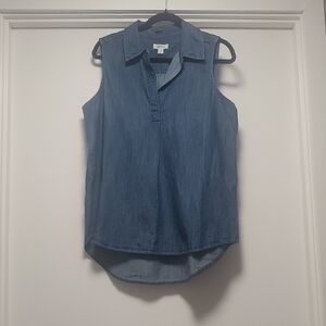 Universal Thread Blue Sleeveless Notched Collar Blouse